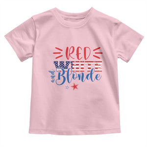 Funny 4th Of july Red White And Blonde Toddler T Shirt Patriotic American Flag TS11 Light Pink Print Your Wear