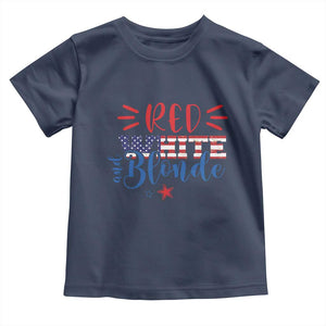 Funny 4th Of july Red White And Blonde Toddler T Shirt Patriotic American Flag TS11 Navy Print Your Wear