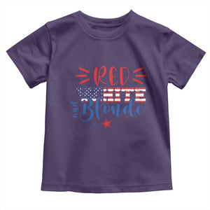 Funny 4th Of july Red White And Blonde Toddler T Shirt Patriotic American Flag TS11 Purple Print Your Wear