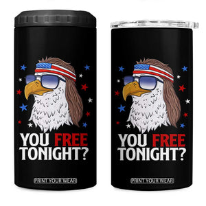 Funny 4th of July 4 in 1 Can Cooler Tumbler Patriotic Bald Eagle You Free Tonight TS10 One Size: 16 oz Black Print Your Wear