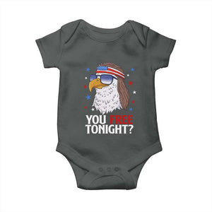 Funny 4th of July Baby Onesie Patriotic Bald Eagle You Free Tonight TS10 Dark Heather Print Your Wear
