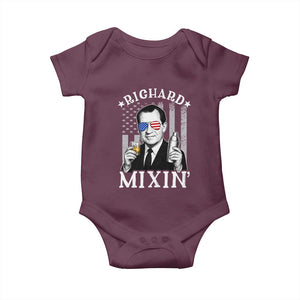 Funny 4th of July Baby Onesie Richard Mixin Patriotic Nixon Bartender American Flag TS10 Maroon Print Your Wear