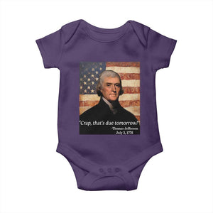 Funny 4th of July Baby Onesie Thomas Jefferson That's Due Tomorrow? TS10 Purple Print Your Wear