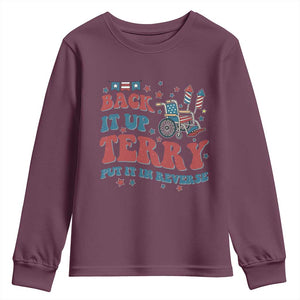Funny 4th of July Back It Up Terry Put It In Reverse Youth Sweatshirt TS10 Maroon Print Your Wear