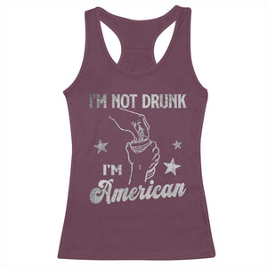 Funny 4th of July Drinking Racerback Tank Top Not Drunk I am American TS10 Maroon Print Your Wear