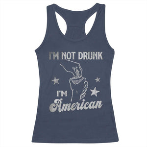 Funny 4th of July Drinking Racerback Tank Top Not Drunk I am American TS10 Navy Print Your Wear