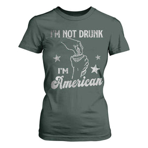 Funny 4th of July Drinking T Shirt For Women Not Drunk I am American TS10 Dark Forest Green Print Your Wear
