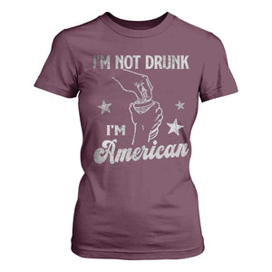 Funny 4th of July Drinking T Shirt For Women Not Drunk I am American TS10 Maroon Print Your Wear