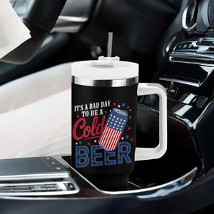 Funny 4th of July Drinking Tumbler With Handle Its A Bad Day To Be A Cold Beer American Flag TS11 Print Your Wear