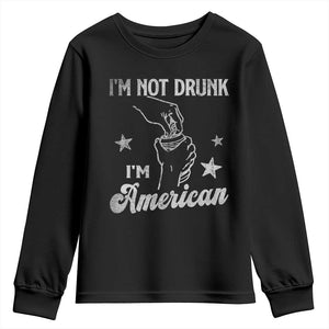 Funny 4th of July Drinking Youth Sweatshirt Not Drunk I am American TS10 Black Print Your Wear