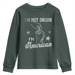 Funny 4th of July Drinking Youth Sweatshirt Not Drunk I am American TS10 Dark Forest Green Print Your Wear