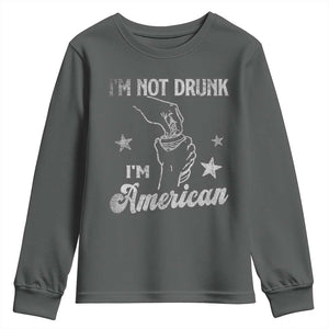 Funny 4th of July Drinking Youth Sweatshirt Not Drunk I am American TS10 Dark Heather Print Your Wear