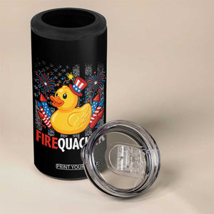 Funny 4th of July Duck Firequacker 4 in 1 Can Cooler Tumbler Patriotic Vintage American Flag TS11 Print Your Wear