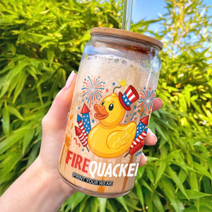 Funny 4th of July Duck Firequacker Glass Can Patriotic Vintage American Flag TS11 Print Your Wear