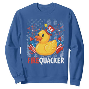 Funny 4th of July Duck Firequacker Sweatshirt Patriotic Vintage American Flag TS11 Royal Blue Print Your Wear