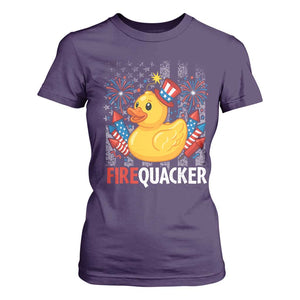 Funny 4th of July Duck Firequacker T Shirt For Women Patriotic Vintage American Flag TS11 Purple Print Your Wear
