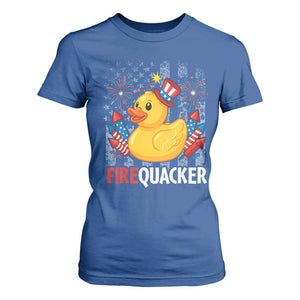Funny 4th of July Duck Firequacker T Shirt For Women Patriotic Vintage American Flag TS11 Royal Blue Print Your Wear