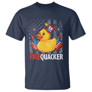 Funny 4th of July Duck Firequacker T Shirt Patriotic Vintage American Flag TS11 Navy Print Your Wear