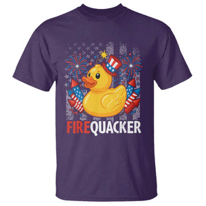 Funny 4th of July Duck Firequacker T Shirt Patriotic Vintage American Flag TS11 Purple Print Your Wear