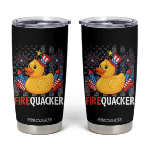 Funny 4th of July Duck Firequacker Tumbler Cup Patriotic Vintage American Flag TS11 Black Print Your Wear