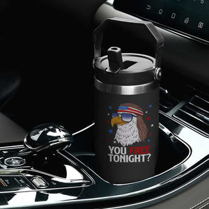 Funny 4th of July Flip Straw Tumbler Patriotic Bald Eagle You Free Tonight TS10 Print Your Wear