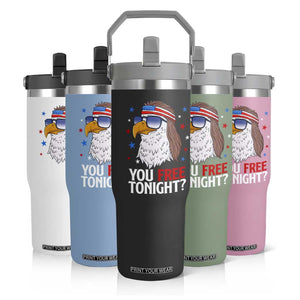 Funny 4th of July Flip Straw Tumbler Patriotic Bald Eagle You Free Tonight TS10 Print Your Wear