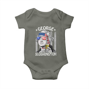 Funny 4th of July George Sloshington Washington Baby Onesie Retro America Flag TS10 Military Green Print Your Wear