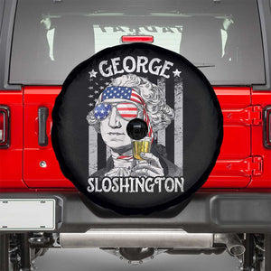 Funny 4th of July George Sloshington Washington Spare Tire Cover Retro America Flag TS10 Black Print Your Wear