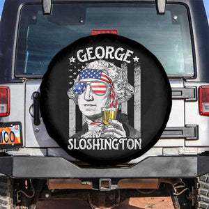 Funny 4th of July George Sloshington Washington Spare Tire Cover Retro America Flag TS10 No hole Black Print Your Wear