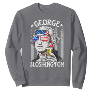 Funny 4th of July George Sloshington Washington Sweatshirt Retro America Flag TS10 Charcoal Print Your Wear