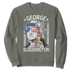 Funny 4th of July George Sloshington Washington Sweatshirt Retro America Flag TS10 Military Green Print Your Wear