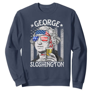 Funny 4th of July George Sloshington Washington Sweatshirt Retro America Flag TS10 Navy Print Your Wear