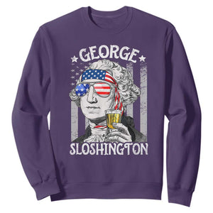 Funny 4th of July George Sloshington Washington Sweatshirt Retro America Flag TS10 Purple Print Your Wear