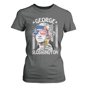 Funny 4th of July George Sloshington Washington T Shirt For Women Retro America Flag TS10 Dark Heather Print Your Wear