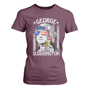 Funny 4th of July George Sloshington Washington T Shirt For Women Retro America Flag TS10 Maroon Print Your Wear
