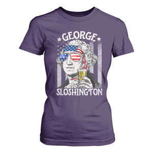 Funny 4th of July George Sloshington Washington T Shirt For Women Retro America Flag TS10 Purple Print Your Wear