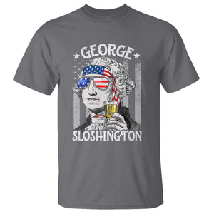 Funny 4th of July George Sloshington Washington T Shirt Retro America Flag TS10 Charcoal Print Your Wear