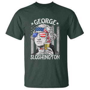 Funny 4th of July George Sloshington Washington T Shirt Retro America Flag TS10 Dark Forest Green Print Your Wear
