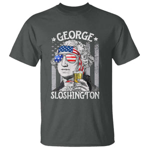 Funny 4th of July George Sloshington Washington T Shirt Retro America Flag TS10 Dark Heather Print Your Wear