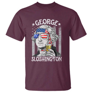 Funny 4th of July George Sloshington Washington T Shirt Retro America Flag TS10 Maroon Print Your Wear