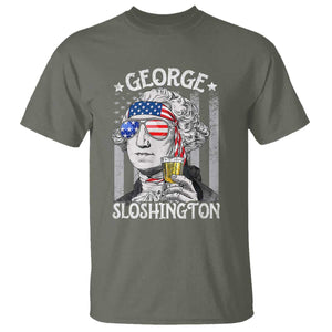 Funny 4th of July George Sloshington Washington T Shirt Retro America Flag TS10 Military Green Print Your Wear