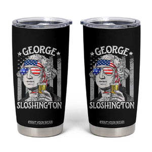 Funny 4th of July George Sloshington Washington Tumbler Cup Retro America Flag TS10 Black Print Your Wear