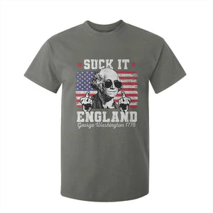 Funny 4th of July George Washington T Shirt For Kid Suck It England 1776 TS10 Military Green Print Your Wear