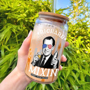Funny 4th of July Glass Can Richard Mixin Patriotic Nixon Bartender American Flag TS10 Print Your Wear