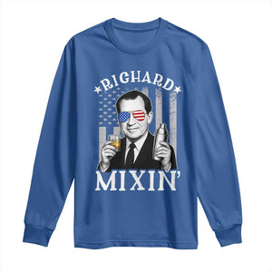 Funny 4th of July Long Sleeve Shirt Richard Mixin Patriotic Nixon Bartender American Flag TS10 Royal Blue Print Your Wear