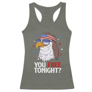 Funny 4th of July Racerback Tank Top Patriotic Bald Eagle You Free Tonight TS10 Military Green Print Your Wear
