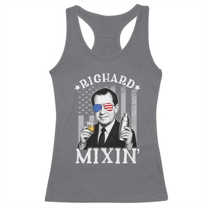 Funny 4th of July Racerback Tank Top Richard Mixin Patriotic Nixon Bartender American Flag TS10 Charcoal Print Your Wear