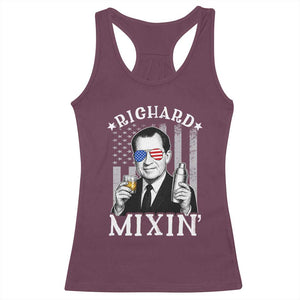 Funny 4th of July Racerback Tank Top Richard Mixin Patriotic Nixon Bartender American Flag TS10 Maroon Print Your Wear