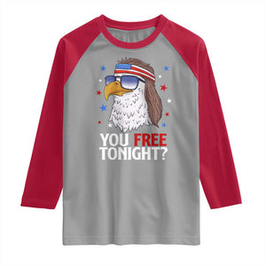 Funny 4th of July Raglan Shirt Patriotic Bald Eagle You Free Tonight TS10 Sport Gray Red Print Your Wear