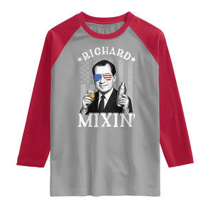 Funny 4th of July Raglan Shirt Richard Mixin Patriotic Nixon Bartender American Flag TS10 Sport Gray Red Print Your Wear
